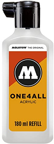 Molotow ONE4ALL Refill Akryl, färg 160 signal, vit, 180 ml, påfyllningsbläck för permanentmarkörer
