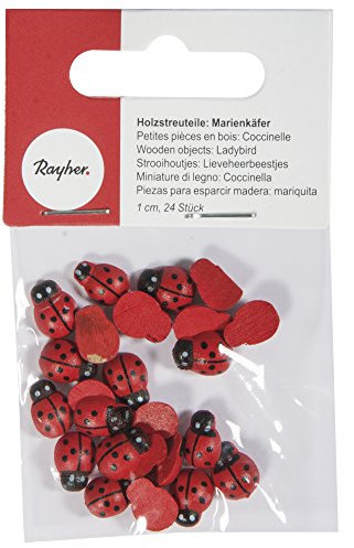 Rayher 8868700 - Spargitore in legno: coccinella, 1 cm, confezione da 24 pezzi
