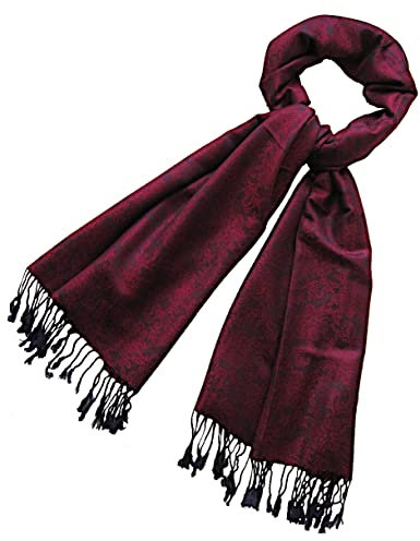 nella-mode Edler & Eleganter Schal, Stola; - Florales Muster; - Farbe: Dunkelrot/Blau