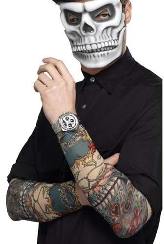 Smiffys Tag der Toten Tattoo-Ärmel, Mehrfarbig, 2er-Packung Halloween