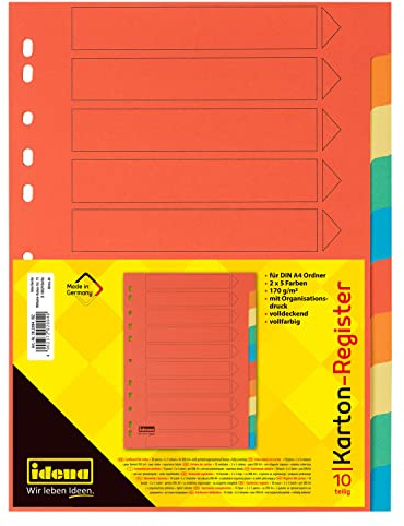 Idena 302004 Register Kartong 10 Delar Flerfärgad A4