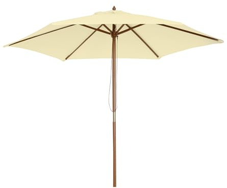 Outsunny Parasol Droit Inclinable Jardin Aluminium Ø2,6x2,35Hm Crème