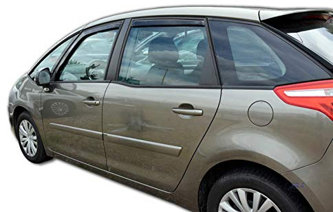 J&J AUTOMOTIVE Heko Déflecteurs d'air et de Vent pour Citroen C4 Picasso 5P. Berline 2006-2013, Lot de 4pcs, Teintés, Avant et Arrière, Aérodynamique