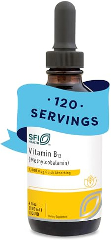 SFI Health Klaire Labs Vitamin B12 Liquid - Methylcobalamin B12 Drops - Formulated for Superior Absorption - Support Healthy Cognition & Efficient Nutrient Delivery - Vegan (120 Servings, 4 Fl Oz)