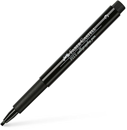 FABER-CASTELL - Set di 3 pennarelli a inchiostro di cinese, punta per calligrafia, 2,5 mm, colore: Nero