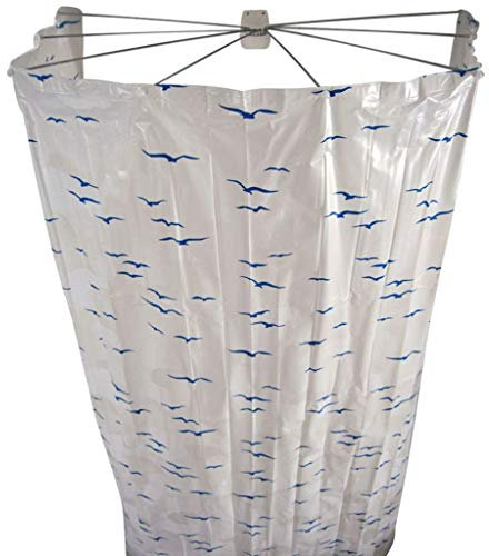 Duschfaltkabine Ombrella mit Duschvorhang SYLT Farbe BLAU mit Motiv von RIDDER