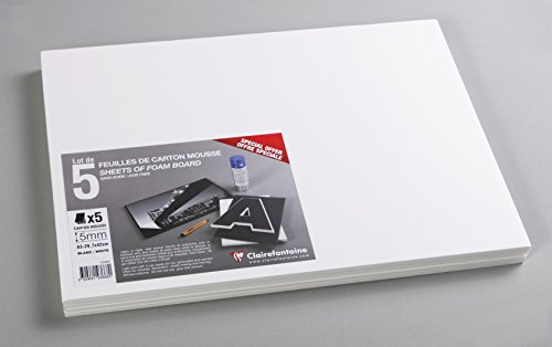 Clairefontaine 193668C - Confezione di Carton Mousse 5 fogli 29,7x42 cm, spessore 5 mm, Bianco