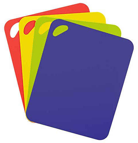 Dexas Heavy Duty Grippmat Flexible Cutting Board Set of Four, 11.5 x 14 inches, Blue, Green, Yellow and Red,6554PK