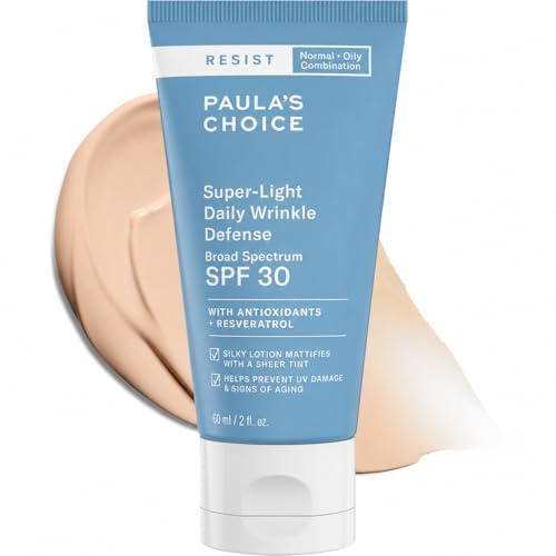 Paula's Choice RESIST Super-Light Daily Wrinkle Defense Mineral Sunscreen, SPF 30 Face Sunscreen for Oily Skin, Matte Tinted Face Moisturizer, UVA/UVB Protection, Fragrance-Free, 2 Fl Oz