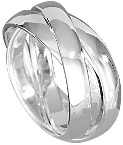 Vinani Damen Ring 925 Silber - 3er Wickelring aus 925 Sterling Silber massiv glänzend 3 bewegliche Ringe - 3mm Dreierring - R3R60