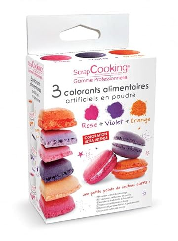 SCRAP COOKING Kit 3 Colorants Artificiels, Orange/Violet/Rose, 15 g