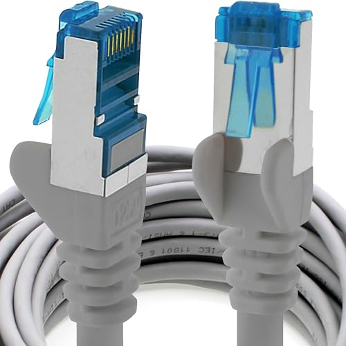 1aTTack.de 7,5m - CAT6a - Netzwerkkabel grau - 1 Stück CAT 6 A Patchkabel 10000 Mbit s SFTP PIMF 500 MHz kompatibel zu CAT5 CAT6 CAT7 DSL Internet Switch Router