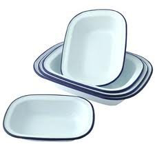 Falcon Enamel Bakeware Set of 6 Oblong Pie Dishes - 2 x 18cm, 2 x 20cm, 2 x 24cm