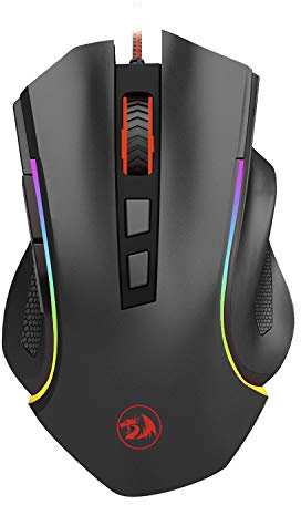Redragon M602 RGB Gaming-Maus mit Kabel, RGB-Spektrum-Hintergrundbeleuchtung, ergonomische Maus, Griffin-programmierbar mit 7 Hintergrundbeleuchtungsmodi, bis zu 7200 DPI für Windows PC (schwarz)