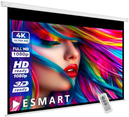 ESMART Economy EXM Motor-Leinwand 197 cm Bild 160 x 90 cm (72) | Format 16:9 | Fernbedienung | Heimkino elektrische Beamer Projektionsleinwand Motor Leinwand LCD
