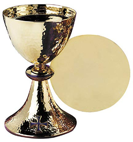 Blue Enamel Cross Chalice with Paten
