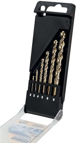 DeWalt DT4956-QZ - Juego de 6 brocas de cobalto HSS-E Extreme para metal en cassette de plástico 2, 3, 4, 5, 6, 8 mm