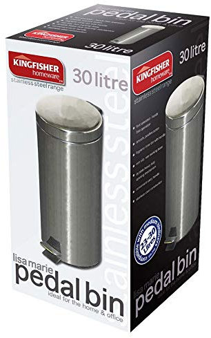 Kingfisher Stainless Steel Pedal Bin, Silver, 30 Litre