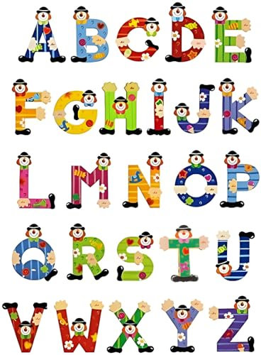 Sevi Holzbuchstaben Clown für Wunschname inkl Geschenkverpackung Türbuchstaben Kinderbuchstaben Holz Dekobuchstaben (6 Holzbuchstaben)