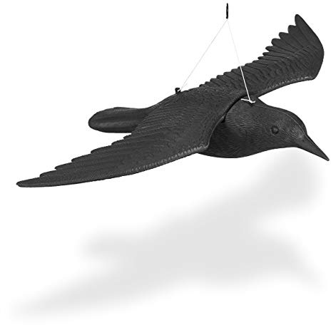 Relaxdays Corbeau de jardin anti-pigeon décoration épouvantail oiseaux pigeon alarmistes jardin figure noir