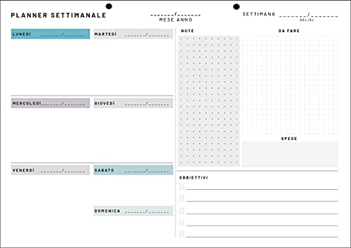 Planning da Scrivania 2026 settimanale A3 Italiano Weekly planning da tavolo 60 fogli a strappo senza spirale, calendario perpetuo senza date Agenda Organizer da Tavolo grande (30X42)