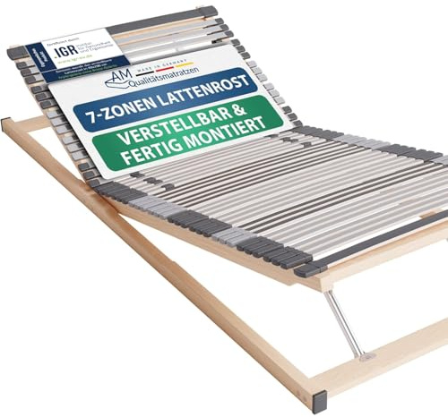 AM Qualitätsmatratzen 7 Zonen Lattenrost 200x220 verstellbar mit 44 Federleisten - Made in Germany - Verstellbarer Lattenrost 200x220 - Kopf und Fußteil - Holmabsenkung für Schulter und Becken