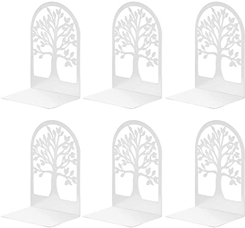 MSDADA 3 Paia Fermalibri per Mensole, Reggi Libri per Libreria, Porta Libri in Metallo, Ferma Libri da Scaffale, Ufficio in Reggilibri, Fermalibri Design per Casa, Biblioteca, Scuola(Bianco)