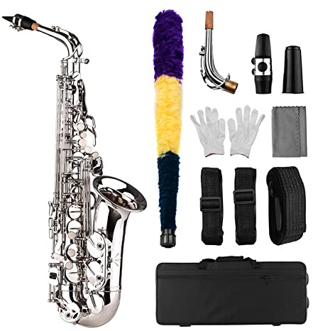 Btuty Sassofono Sax Mib Alto E piatto in ottone intagliato modello su superficie bocchino in plastica squisito con guanti panno di pulizia spazzole cinghie