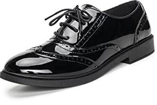 EndoraDore Chaussures Oxford en Cuir Brogue pour Femme Vintage à Lacets Chaussures de Bureau à Bout d'aile