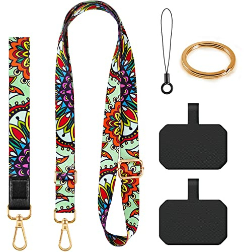 DGHYDZ Cell Phone Lanyard, Phone Lanyard Crossbody, Wrist Strap, lanyards for Keys, Universal Adjustable Shoulder Neck Straps for iPhone Case ID Badges and Most Smartphones (Peacock pattern)