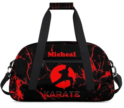 Tiaortas Personalized Martial Art Bag Duffel Bag for Girls, Custom Taekwondo Karate Bag Overnight Bags for Travel Weekender Practice Karate