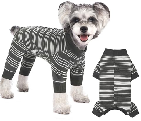 Hund Chirurgie Recovery-Anzug mit Langen Ärmeln und Beinen, Hundestrampler mit Reißverschluss,Ganzkörperbedeckung Haustier Kastration Anzug,Hundebody Nach Op für Wundschutz (Grau, L)