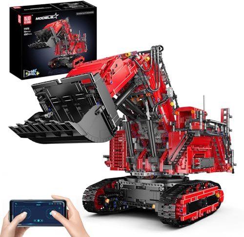 Mould King 17071 Excavator Crane for LTM 11200 Crawler With 6 Motors, Technology Remote Controlled Model With App, Mobile Truck Clamping Blocks Kit (Red Version)