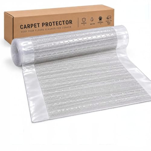 RIXI Clear Vinyl Carpet Protector Runner Waterproof Floor Mat 27 Inch 4FT | Heavy-duty clear vinyl floor protector. Waterproof runner mat for home, office, hallway and kitchen. Helps guard carpets