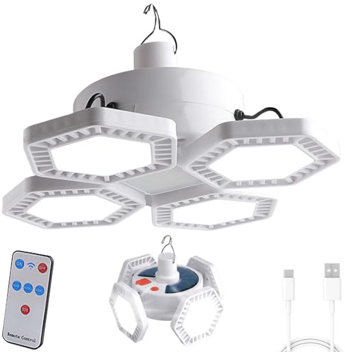 Asfrode Lámpara de camping solar recargable por USB, iluminación de 360°, lámpara de camping, 5 modos, farol con mando a distancia, batería colgante, plegable, resistente al agua, para camping, tienda