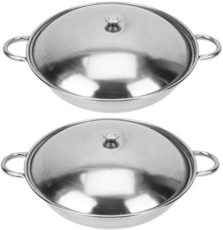 TOVINANNA Set 2 Pentole Resistenti al Calore e Risparmio Energetico Doppio Manico in Acciaio Inossidabile Perfette per Hot Pot Piccoli e Cucina di Mare