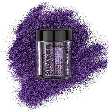 Stargazer Glitter Shaker, Lilac. Cosmetic glitter powder for use on the eyes, lips, face, body, hair and nails.