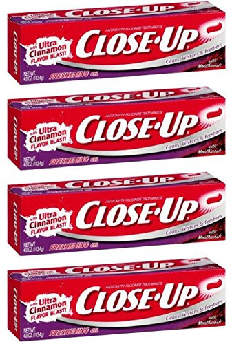 Close-Up Fluoride Toothpaste, Freshening Red Gel 4 oz (Pack of 4)