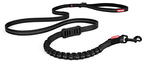 EzyDog Hundeleine für Kleine Hunde - Elastische Leine mit Bungee Ruckdämpfer - 'Zero Shock' Leine für Hunde - Hunde Leine Stabil, Reflektierend (128cm, Schwarz)