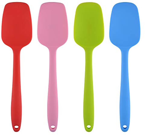 MOACC 4 Pezzi Spatole in Silicone da Cucina Utensili Cucchiaio, Spatola per Dolci, per Cottura e Miscelazione, Resistenti al Calore, Padella Antiaderente, Lunghezza 27 cm