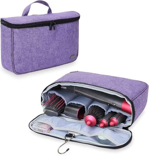 Teamoy Porta da Viaggio Compatibile con Dyson Airwrap Styler, Borsa a Muro Organizzatrice Portatile, Porta asciugacapelli, Viola