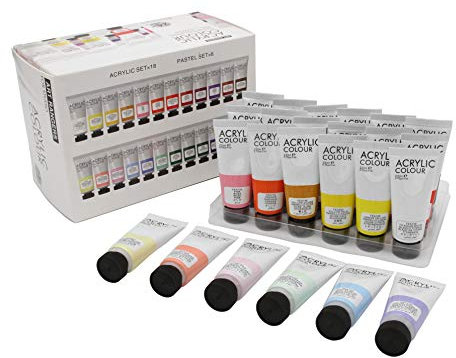 Paintersisters Acryl Farbset 24 Künstlerfarben je 22ml, in Grundfarben, Pastellfarben, zum Malen auf Leinwand