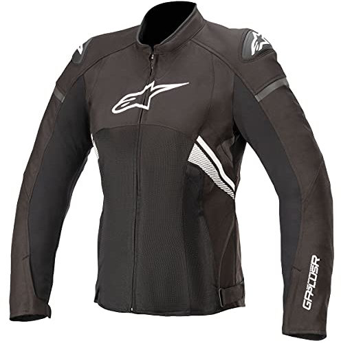 Alpinestars Stella T-GP Plus R V3 Air-Motor para Mujer Chaquetas Textiles de Motocicleta, Negro/Gris/Blanco, 56 Unisex Adulto