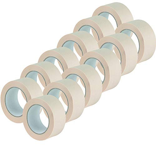 Right Pack Wide Masking Tape 48mm x 50m 12 Rolls | For Painting & Decorating | Painters Tape | Strong Adhesion | Leaves No Residue | Indoor Use
