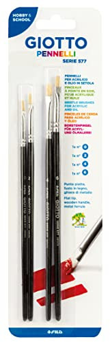 Giotto Pincel Serie 577 (Nº 0/2/4/6). Blíster 4 unidades