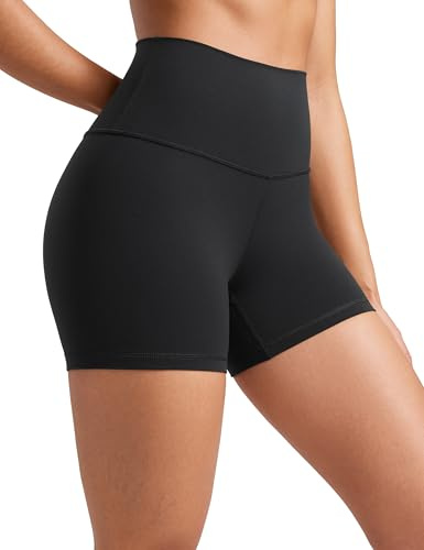 CRZ YOGA Pantaloncini Yoga Donna Butterluxe 10cm - Leggings Ginnastica Vita Alta Allenamento Running Biker Shorts Nero 38