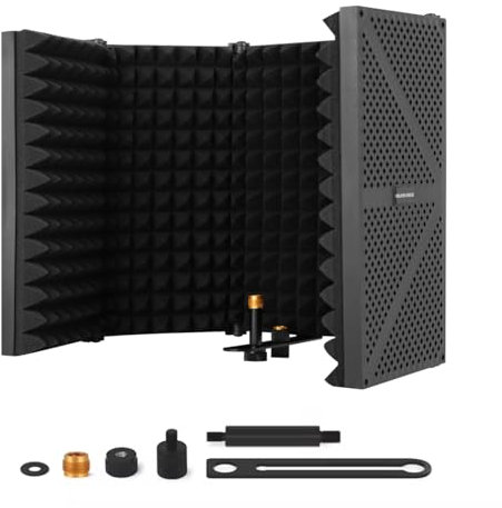 Micfuns Microphone pare-brise, isolation acoustique, absorbeur de microphone avec couche de mousse absorbante absorbant le bruit (5 portes)