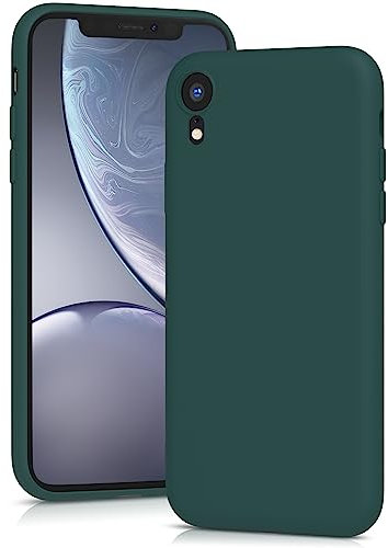 YATWIN Silicone Case for iPhone XR, Soft-Touch, Shockproof, DustProof, Antiskid Full Body Armour Phone Cover for Apple iPhone XR - Dark Green