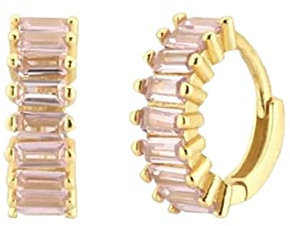 Bishilin Ohrringe Damen 925 Silber, Creolen mit Rosa Zirkonia Gold Ohrringe Jugendstil für Mädchen