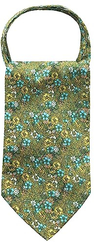 WANYING herr slipsscarf ascotslips halsduk Cravat Ties halsduk vintage retro chic för gentleman – blommor gul, C02 Relativt tunn – blommor gul, 15 × 114 cm